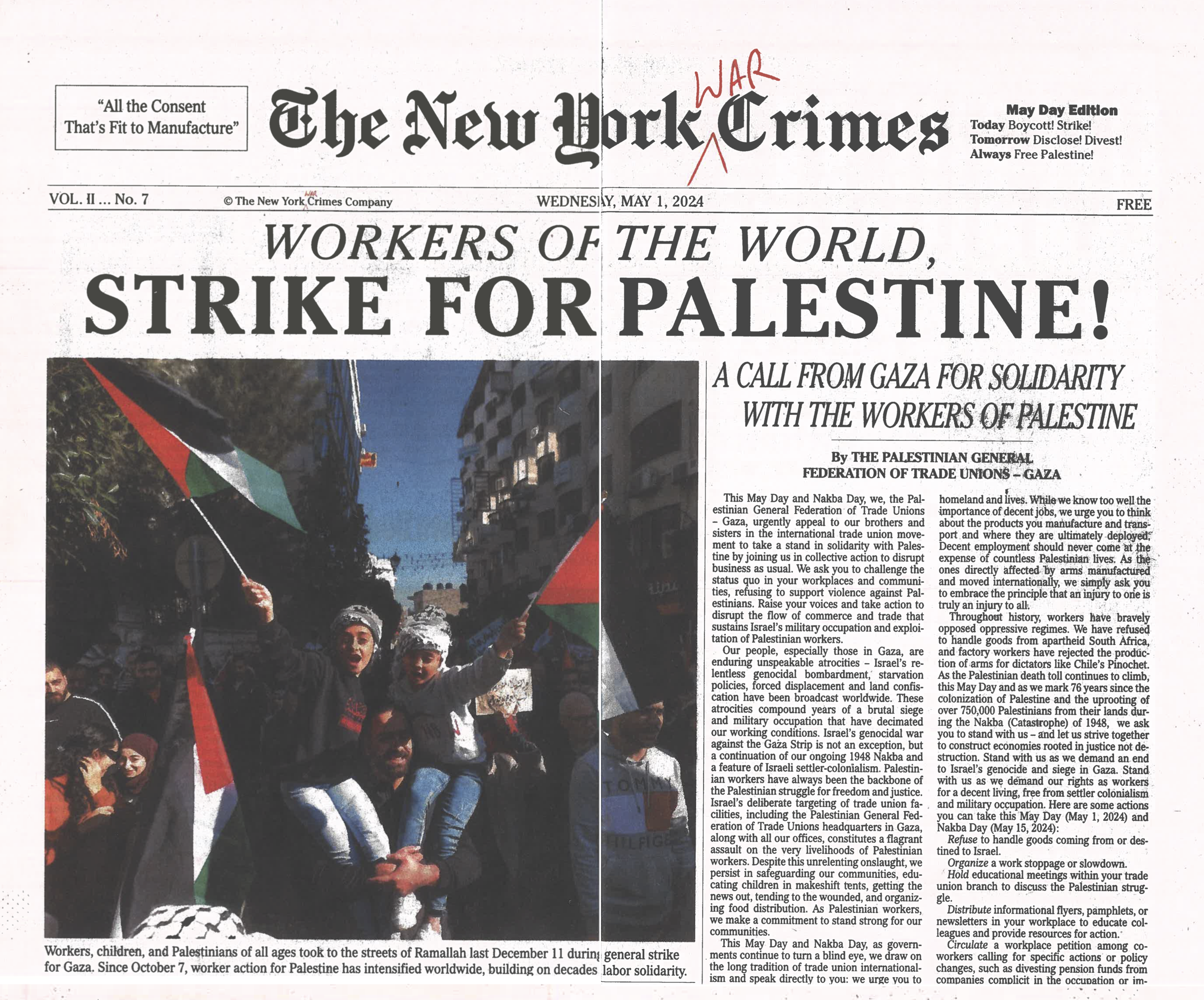 Workers of the World, Strike for Palestine!