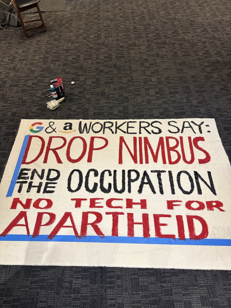 No Tech For Apartheid banner